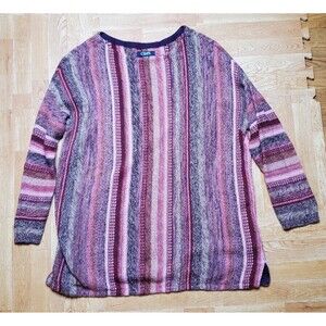 Chaps Ralph Lauren Sweater Knit Pink Purple Stripe Southwest Bohemian Size 1x